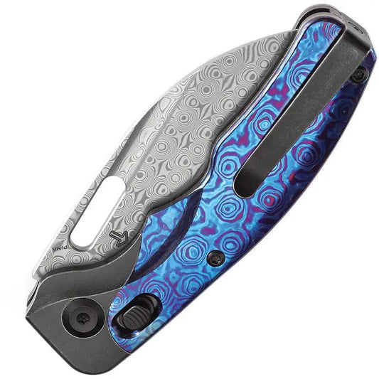 Kansept Knives Vivid Crossbar Lock Timascus K1094V5 - Timascus Inlay and Damascus Wharncliffe Blade by Kansept Knives