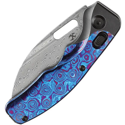 Kansept Knives Vivid Crossbar Lock Timascus K1094V5 - Timascus Inlay and Damascus Wharncliffe Blade by Kansept Knives