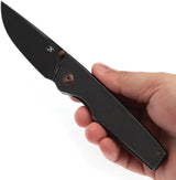 Kansept Knives Chimera Framelock - BlackWash S35VN Drop Point Titanium Handle With Thumb Stud And Clip by Kansept Knives