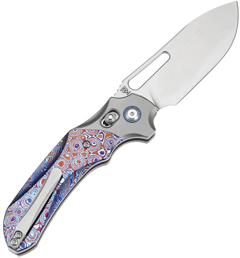 Kansept Knives Quasar Crossbar Lock Timas K1099V4 - CPM 20CV Blade With Timascus Inlay And Titanium Handle by Kansept Knives