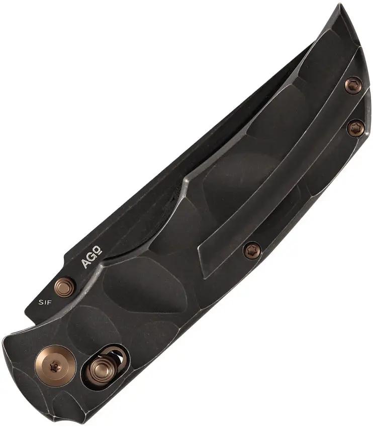 Kansept Knives SIF Crossbar Lock BW K1100V3 - BlackWash CPM S35VN Drop Point Knife With Titanium Handle And Pocket Clip by Kansept Knives