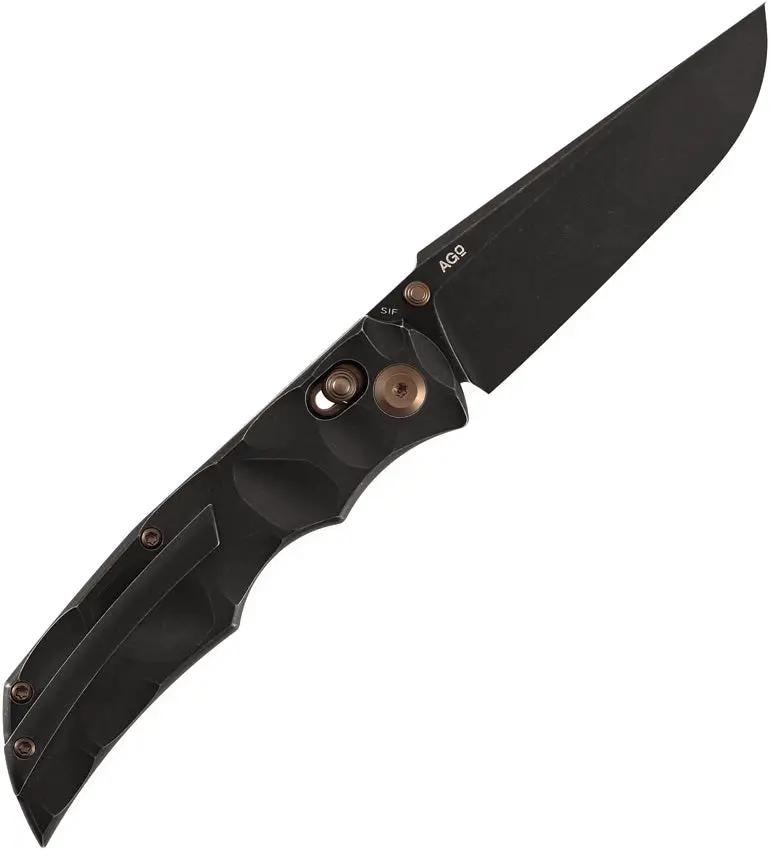 Kansept Knives SIF Crossbar Lock BW K1100V3 - BlackWash CPM S35VN Drop Point Knife With Titanium Handle And Pocket Clip by Kansept Knives