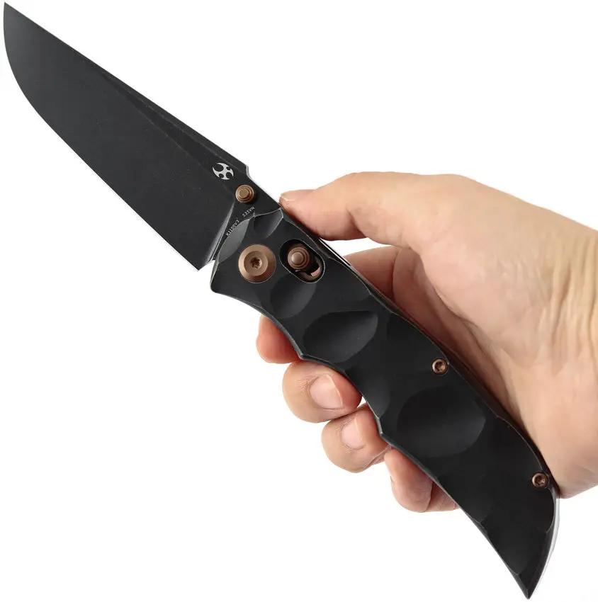 Kansept Knives SIF Crossbar Lock BW K1100V3 - BlackWash CPM S35VN Drop Point Knife With Titanium Handle And Pocket Clip by Kansept Knives