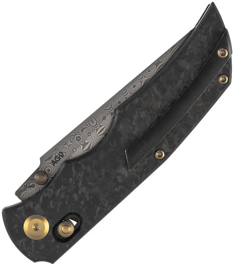 Kansept Knives SIF Crossbar Lock Damascus K1100V4 - Damascus Blade With Shredded Carbon Fiber Handle by Kansept Knives