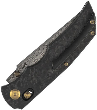 Kansept Knives SIF Crossbar Lock Damascus K1100V4 - Damascus Blade With Shredded Carbon Fiber Handle by Kansept Knives