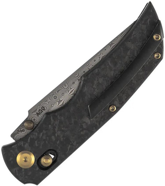 Kansept Knives SIF Crossbar Lock Damascus K1100V4 - Damascus Blade With Shredded Carbon Fiber Handle by Kansept Knives