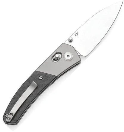 Kansept Knives Dako Crossbar Lock CF K1101V1 CPM S35VN Drop Point Blade With Stonewashed Titanium Carbon Fiber Inlay by Kansept Knives