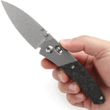 Kansept Knives Dako Crossbar Lock CF K1101V1 CPM S35VN Drop Point Blade With Stonewashed Titanium Carbon Fiber Inlay by Kansept Knives