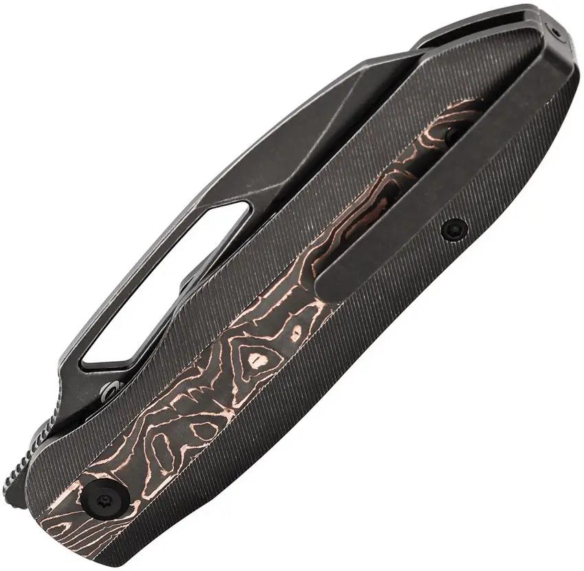 Kansept Thunderhead Linerlock Copper K1106A1 - Blackwash CPM S35VN Reverse Tanto Blade With Copper Inlay by Kansept Knives