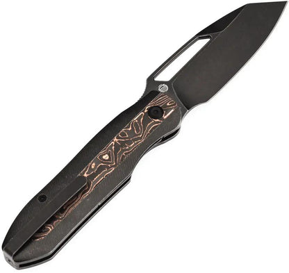 Kansept Thunderhead Linerlock Copper K1106A1 - Blackwash CPM S35VN Reverse Tanto Blade With Copper Inlay by Kansept Knives