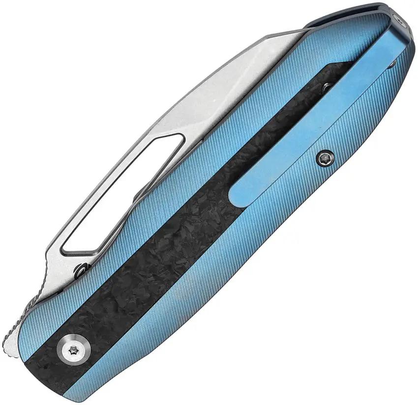 Kansept Knives Thunderhead Linerlock Blue Anodized Titanium Handle With Shredded Carbon Fiber Inlay by Kansept Knives