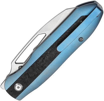 Kansept Knives Thunderhead Linerlock Blue Anodized Titanium Handle With Shredded Carbon Fiber Inlay by Kansept Knives