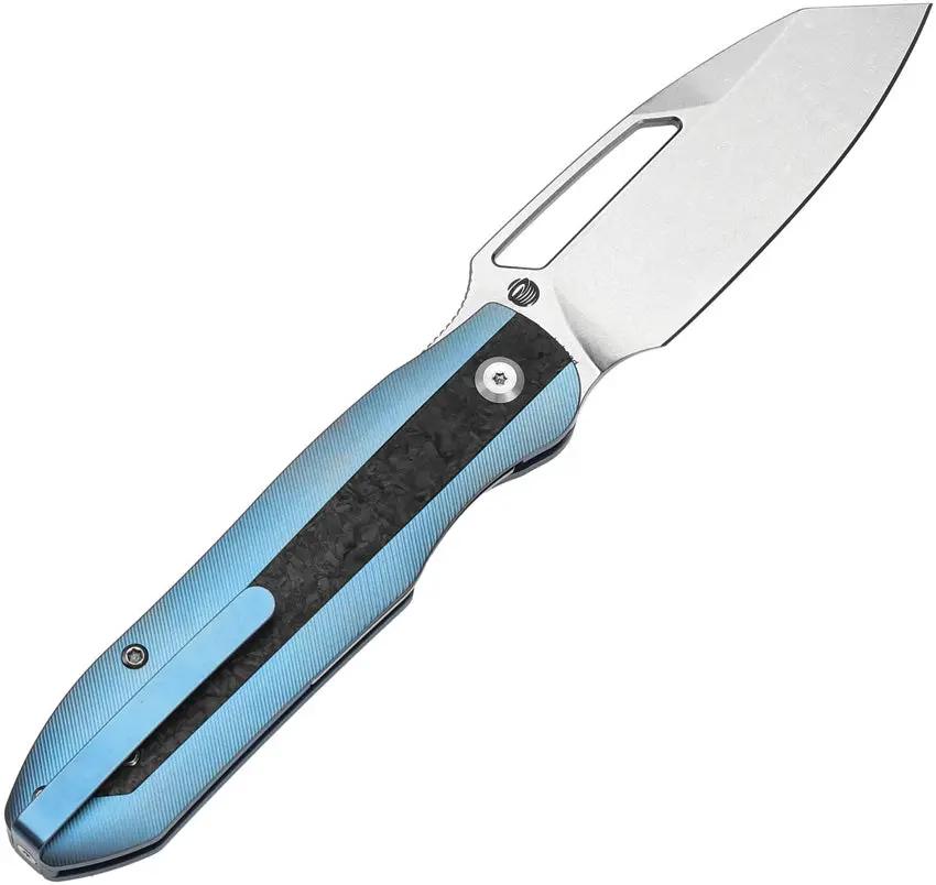 Kansept Knives Thunderhead Linerlock Blue Anodized Titanium Handle With Shredded Carbon Fiber Inlay by Kansept Knives