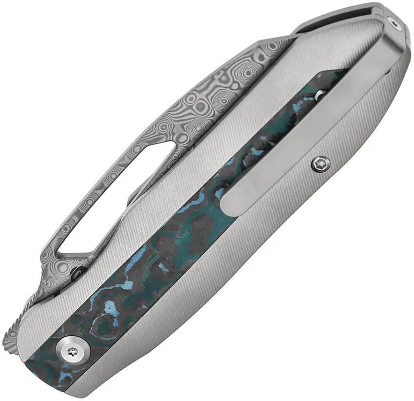 Kansept Knives Thunderhead Linerlock Damascus K1106A5 - Damascus Reverse Tanto Blade With Titanium Handle by Kansept Knives