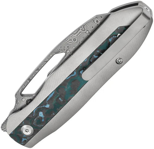 Kansept Knives Thunderhead Linerlock Damascus K1106A5 - Damascus Reverse Tanto Blade With Titanium Handle by Kansept Knives