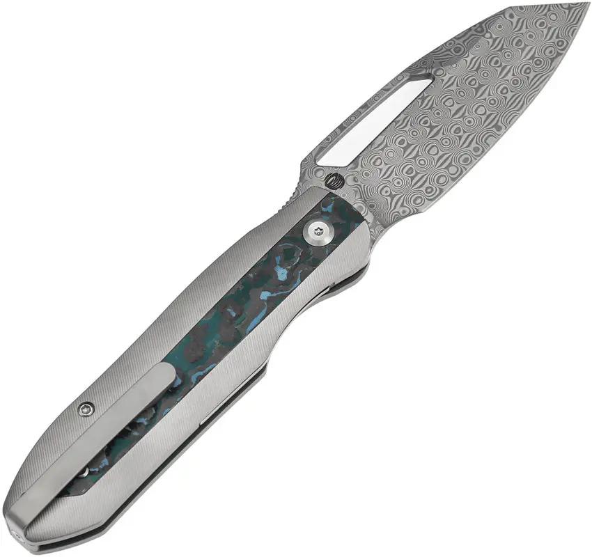 Kansept Knives Thunderhead Linerlock Damascus K1106A5 - Damascus Reverse Tanto Blade With Titanium Handle by Kansept Knives