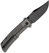 Kansept Knives Bison Framelock Gray SW K1108A3 - 4.25 Inch CPM S35VN Bowie Blade, Gray Titanium Handle by Kansept Knives