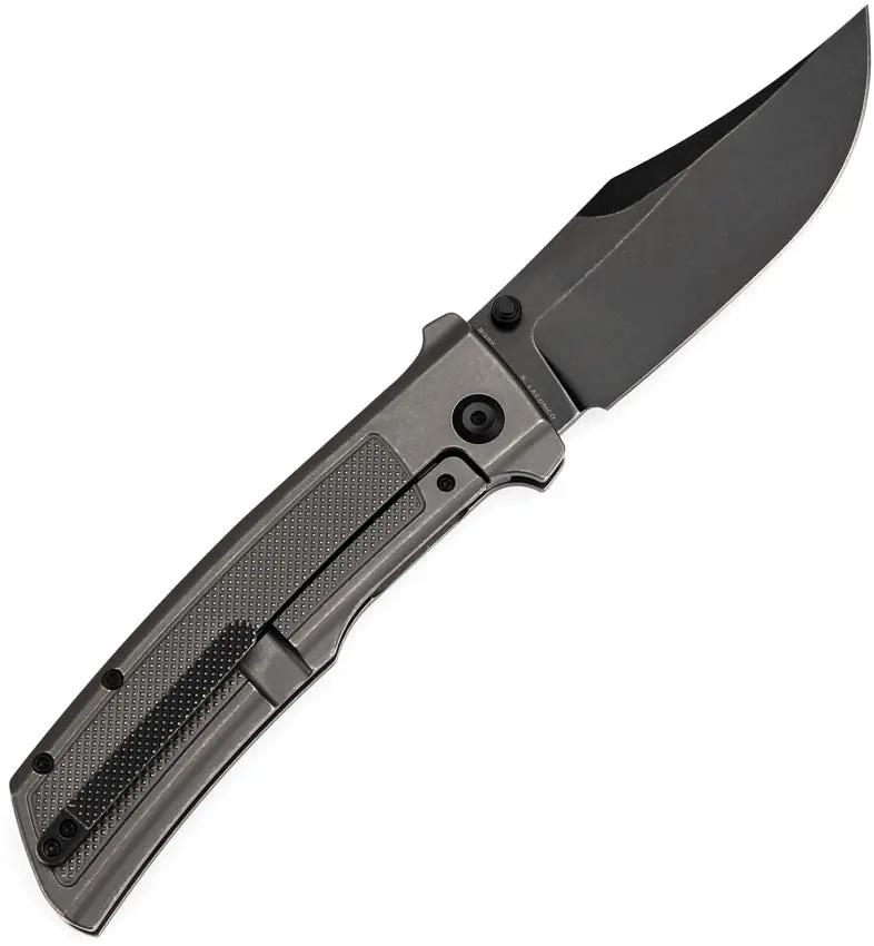 Kansept Knives Bison Framelock Gray SW K1108A3 - 4.25 Inch CPM S35VN Bowie Blade, Gray Titanium Handle by Kansept Knives
