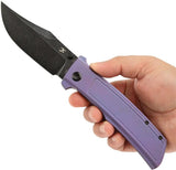 Kansept Knives Bison Framelock Purple - S35VN Bowie Blade, Purple Titanium Handle by Kansept Knives