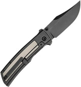 Kansept Knives Bison Framelock Gray Black K1108B1 - 4.25 Inch BlackWash CPM S35VN Bowie Blade Titanium Handle by Kansept Knives