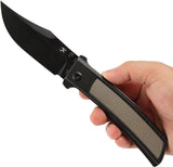 Kansept Knives Bison Framelock Gray Black K1108B1 - 4.25 Inch BlackWash CPM S35VN Bowie Blade Titanium Handle by Kansept Knives