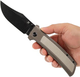 Kansept Knives Bison Framelock Bronze K1108B3 - CPM S35VN BlackWash Bowie Blade With Bronze Titanium Handle by Kansept Knives
