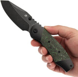 Kansept Knives Caveman Framelock Jungle K1110B2 - BlackWash CPM-20CV Reverse Tanto Blade With Fat Carbon Inlay by Kansept Knives