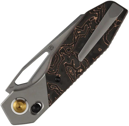 Kansept Knives QTRO Crossbar Lock Knife - Elmax Wharncliffe Blade Titanium Handle with Copper Foil Carbon Fiber Inlay by Kansept Knives