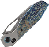 Kansept Knives QTRO Crossbar Lock Lightning Damascus Wharncliffe Blade With Titanium Handle And Lightning Strike Inlay by Kansept Knives
