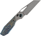 Kansept Knives QTRO Crossbar Lock Lightning Damascus Wharncliffe Blade With Titanium Handle And Lightning Strike Inlay by Kansept Knives