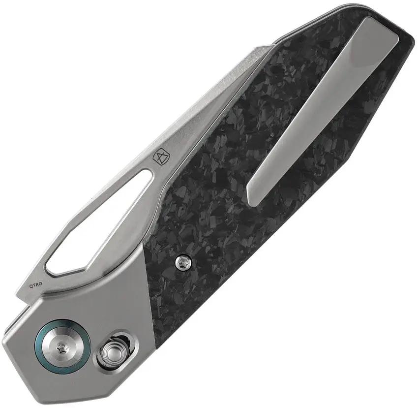 Kansept Knives QTRO Crossbar Lock Shred CF Elmax Wharncliffe Blade Titanium Handle With Shredded Carbon Fiber Inlay by Kansept Knives
