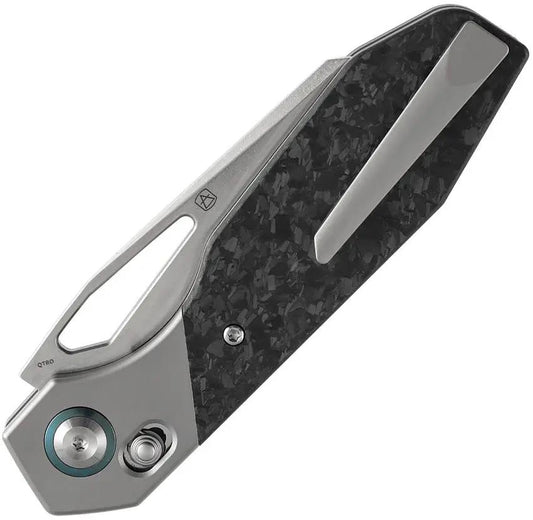 Kansept Knives QTRO Crossbar Lock Shred CF Elmax Wharncliffe Blade Titanium Handle With Shredded Carbon Fiber Inlay by Kansept Knives