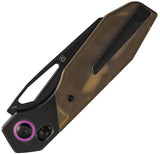 Kansept Knives QTRO Crossbar Lock PEI K1118VH1 - BlackWash Elmax Blade With Amber PEI Inlay by Kansept Knives