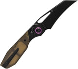 Kansept Knives QTRO Crossbar Lock PEI K1118VH1 - BlackWash Elmax Blade With Amber PEI Inlay by Kansept Knives
