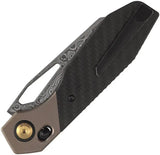 Kansept Knives QTRO Crossbar Lock Twill CF K1118VH2-Damascus Blade With Bronze Titanium Handle Inlay by Kansept Knives