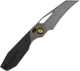 Kansept Knives QTRO Crossbar Lock Twill CF K1118VH2-Damascus Blade With Bronze Titanium Handle Inlay by Kansept Knives