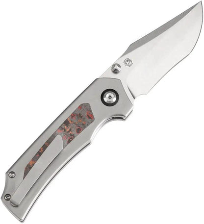 Kansept Knives Fermi Linerlock Mars Valley K1122A3 - CPM-20CV Recurve Blade, Gray Titanium Handle, Mars Valley CF Inlay by Kansept Knives