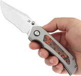 Kansept Knives Fermi Linerlock Mars Valley K1122A3 - CPM-20CV Recurve Blade, Gray Titanium Handle, Mars Valley CF Inlay by Kansept Knives