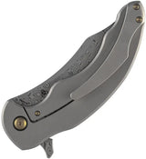 Kansept Knives Gilgamesh Framelock Shred CF K1128A3 - Damascus Steel Trailing Point Blade Shredded Carbon Fiber Handle by Kansept Knives