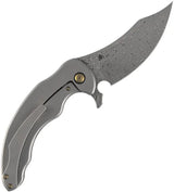 Kansept Knives Gilgamesh Framelock Shred CF K1128A3 - Damascus Steel Trailing Point Blade Shredded Carbon Fiber Handle by Kansept Knives