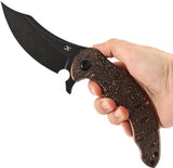 Kansept Knives Gilgamesh Framelock Copper CF K1128A4 - S35VN Trailing Point Blade Copper Foil Carbon Fiber Handle by Kansept Knives
