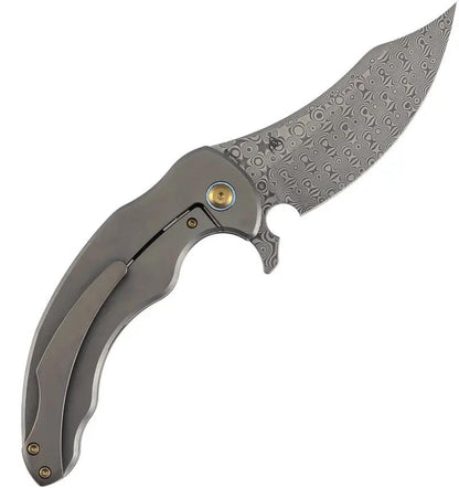 Kansept Knives Gilgamesh Framelock Brz K1128A5 - Damascus Blade With Bronze Anodized Titanium Handle by Kansept Knives