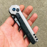 Kansept Knives EDC Tac Button Lock Damascus K2009A3 - Damascus Blade With Gray Titanium Handle by Kansept Knives