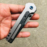 Kansept Knives EDC Tac Button Lock Damascus K2009A3 - Damascus Blade With Gray Titanium Handle by Kansept Knives
