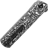 Kansept Knives Foosa Slip Joint - Damascus Blade With Black White Carbon Fiber Handle And Extended Tang by Kansept Knives