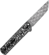 Kansept Knives Foosa Slip Joint - Damascus Blade With Black White Carbon Fiber Handle And Extended Tang by Kansept Knives