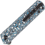 Kansept Knives Foosa Slip Joint - Damascus Blade With Blue And White Carbon Fiber Handle by Kansept Knives