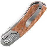 Kansept Knives Reverie Framelock S35VN Stonewashed Blade With Brown Micarta Handle And Titanium Bolsters by Kansept Knives