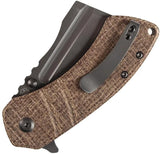 Kansept Knives M Plus Korvid Linerlock Burlap Micarta Folding Knife - S35VN Cleaver Blade, 4.75in Closed by Kansept Knives