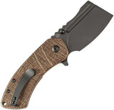 Kansept Knives M Plus Korvid Linerlock Burlap Micarta Folding Knife - S35VN Cleaver Blade, 4.75in Closed by Kansept Knives